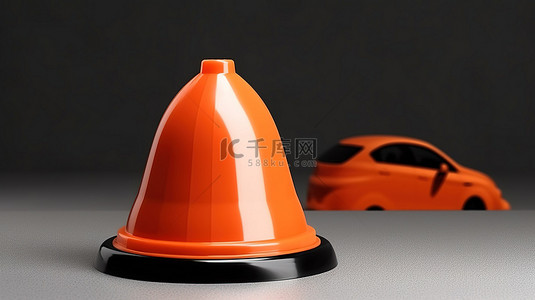 道路交通安全背景图片_3d 安全帽和交通锥二重奏