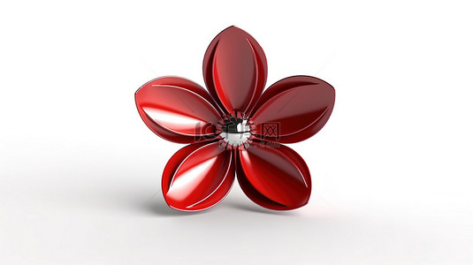 红色卡通花朵背景图片_白色背景下红色卡通花的令人惊叹的 3D 渲染