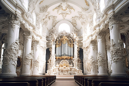 德国地背景图片_尼古拉教堂内部与霍曼皇帝