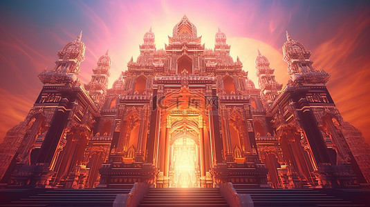 令人惊叹的寺庙建筑 3D 分形杰作