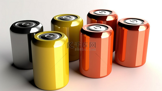 电量电池背景图片_白色背景上简约电池和蓄电池符号的 3D 渲染