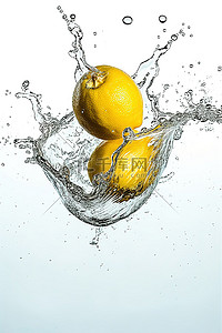 柠檬溅入水中