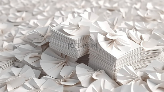 公司标识文件背景图片_白色纹理纸背景上的风扇叠名片的 3D 渲染