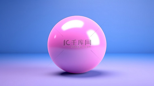 蓝色背景下粉红色球形球的 3d 渲染