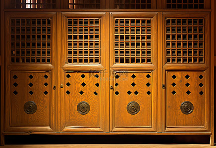 三个木柜，上面有多个孔，中间有一个图案