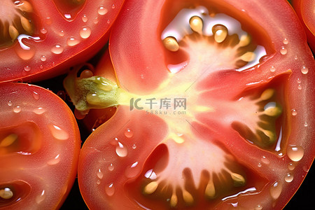 近距离拍摄的番茄种子通常是黄色的