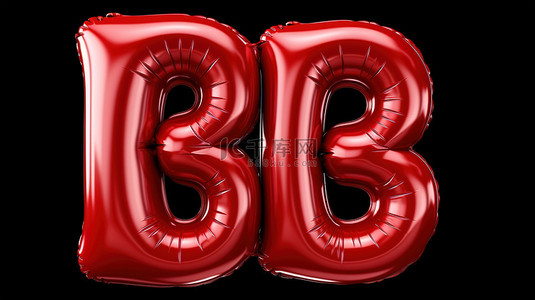 中字体背景图片_金属红色高级 3D 字母 b 插图中的逼真氦气球字体
