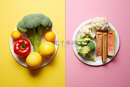 吃蔬菜水果背景图片_一张显示我们吃什么以及如何选择蔬菜的照片