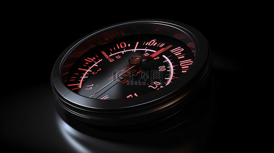 外贸图标背景图片_带有速度测量指针 3D 插图的黑色车速表图标