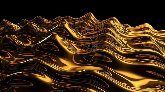 3d 渲染中的抽象金色波纹