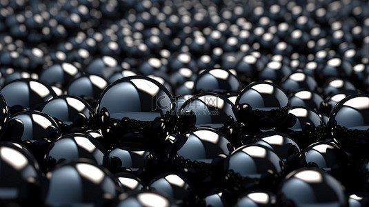 几何平面设计背景背景图片_3d 黑色几何球体背景 3d 插图