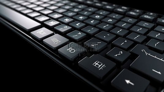 黑色键盘上的成功键 3d 渲染说明了业务和技术的交集