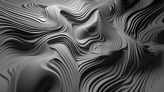 黑白 3d 渲染抽象设计中的当代纸艺背景