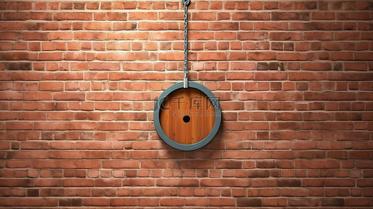 3d 渲染绳索悬挂在砖墙上的闭门标志