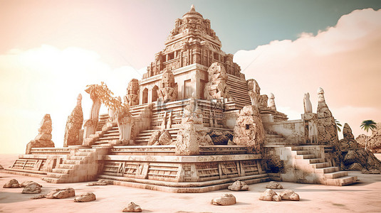 上帝背景图片_通过 3D 描绘使一座古老的寺庙栩栩如生