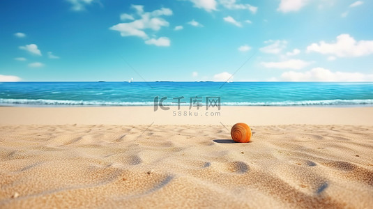 夏季 3D 渲染海滩壁纸与沙质背景