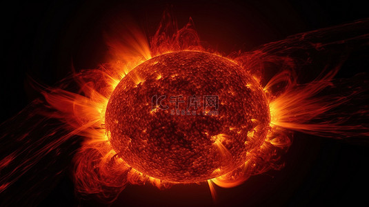 自然光效背景图片_太空中太阳的冠状动脉排放和日珥令人惊叹的 3D 渲染