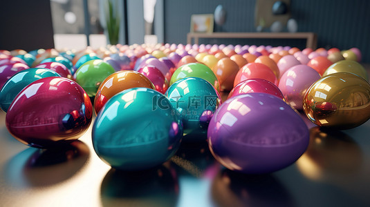 复活节快乐背景图片_复活节彩蛋充满活力的 3D 渲染插图