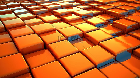 橙色 3d 渲染瓷砖背景