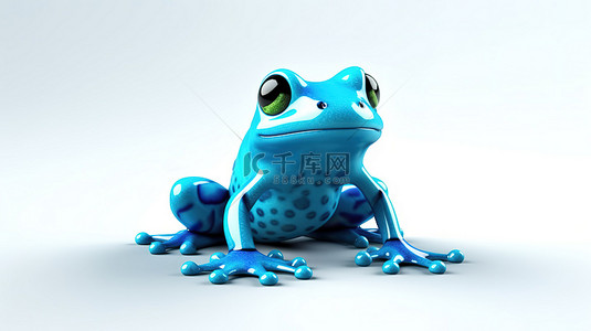 青蛙爪印背景图片_蓝色青蛙的俏皮 3D 插图