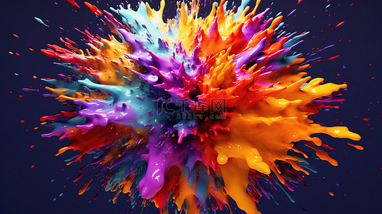 多彩抽象爆炸的 3d 插图