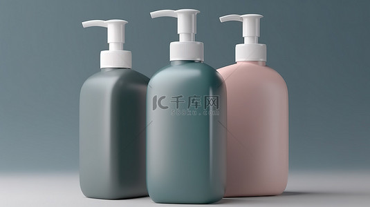 保湿身体乳背景图片_时尚的 3D 渲染泵瓶，用于美容和身体护理报告