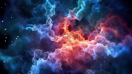 红色抽象渐变背景背景图片_充满活力的星云在 3D 渲染中诞生了一颗新星