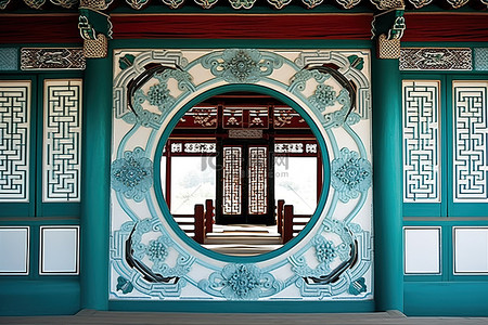传统福文化背景图片_韩国传统房屋，外门通向中国东部