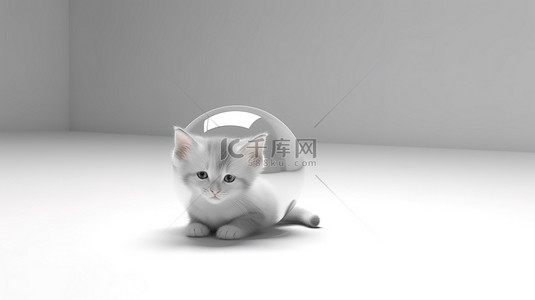 可爱的猫宠物玩具的简约 3D 渲染