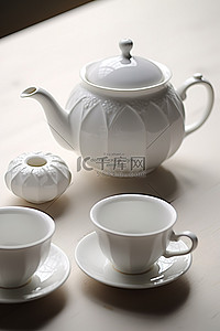木板背景图片_茶壶和茶杯放在桌子上
