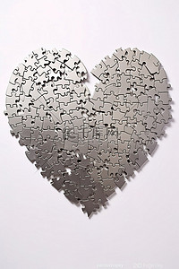 心形拼图背景图片_由不同金属拼图块制成的大心形