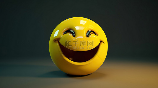 渲染 3D 对象微笑和大笑表情符号