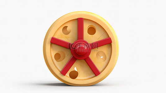 3d 渲染白色背景，带有红蜡奶酪轮和标签