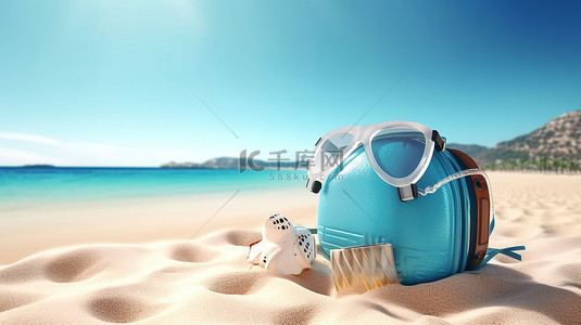 金风格背景图片_由于病毒风险，暑假计划取消了海滩所需的呼吸面罩 3d 渲染图