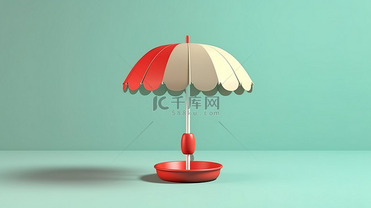 简约至极，带球和橡胶圈的最小雨伞在 3D 渲染中捕捉夏季的精髓