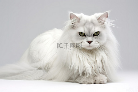 白色长毛猫，侧眼