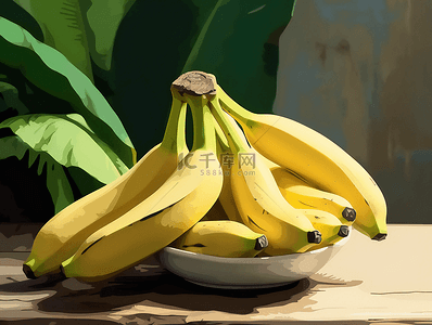 绿色营养背景图片_香蕉水果植物叶子摄影广告背景
