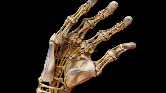 描绘手骨的精确三维医学插图