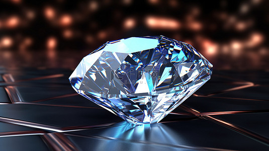 菱形蓝色背景背景图片_钻石概念的 3d 渲染