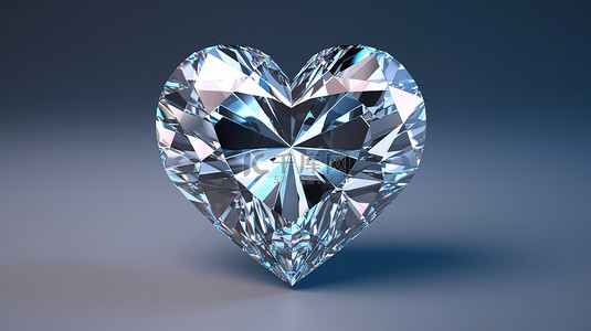 戒指钻石背景图片_逼真 3D 渲染中的心形钻石宝石