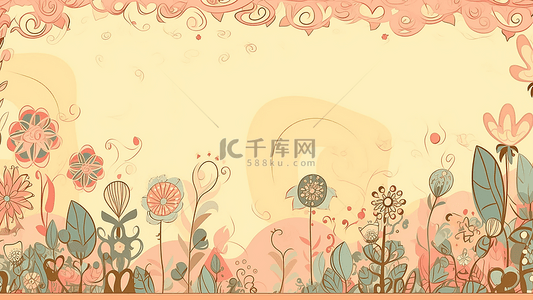 创意植物花卉背景图片_卡通创意植物边框背景