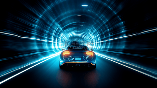 汽车驾驶背景图片_汽车光线隧道科幻广告背景