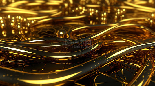 3D 渲染的金线连接中的豪华潮汐概念