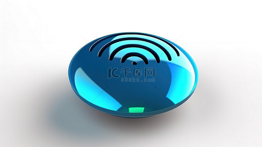 无线wifi背景图片_白色背景，3D 插图中带有单独的蓝色 wifi 图标