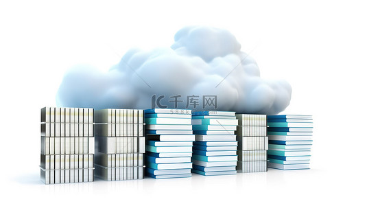 安全云存储 3D 渲染云存储备份文件和文件夹在白色背景下