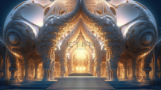 金色白色纹理背景图片_引人注目的寺庙建筑 3D 分形奇迹