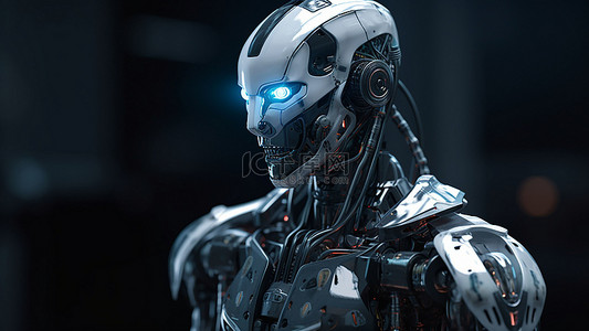商务科技感蓝色背景图片_机器人工智能