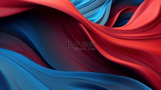 蓝色线条科技背景背景图片_程式化纹理蓝色和红色表面 3d 渲染抽象艺术背景