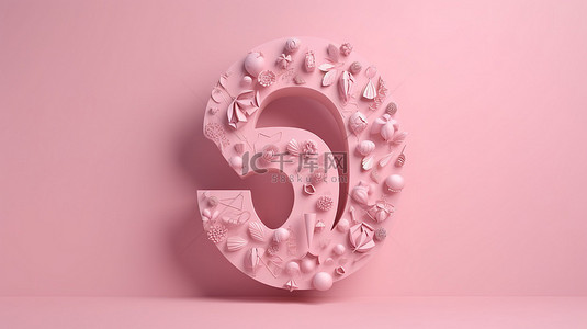 浅粉色背景的 3D 渲染庆祝 50 周年