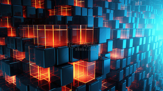 量子加密背景图片_信息块数据结构和网格数据库的 3D 渲染